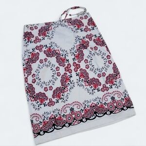 Ann Taylor Black White Red Print Cotton Skirt Size 4